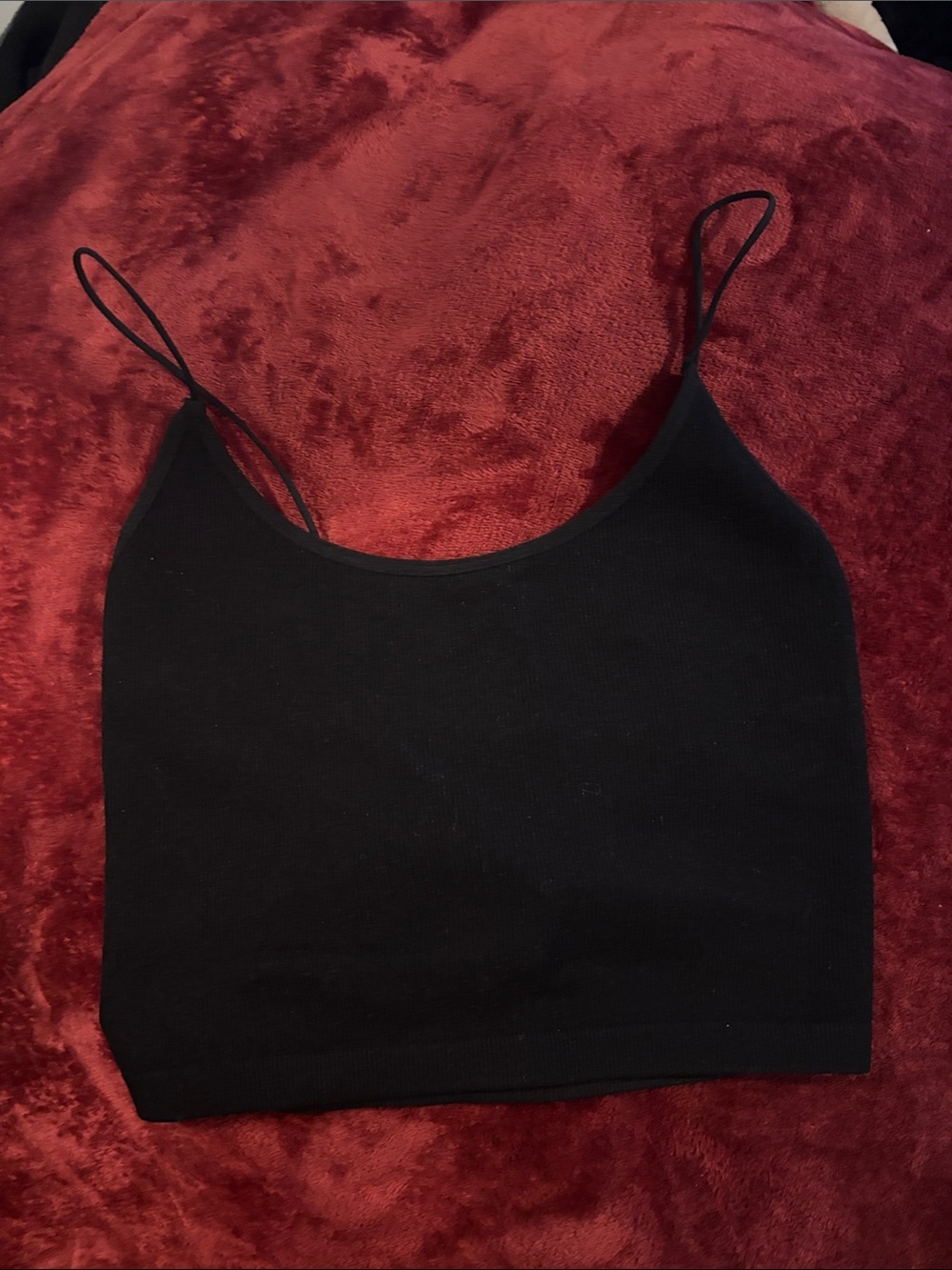 Black Ribbed Spaghetti Strap Tank Top - Picture 8 of 9